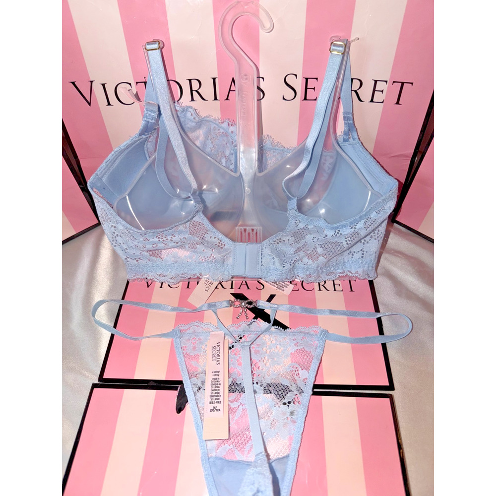 Victoria's Secret Dream Angels Bra W/Thong 36D Medium Light Blue - Picture 2 of 3